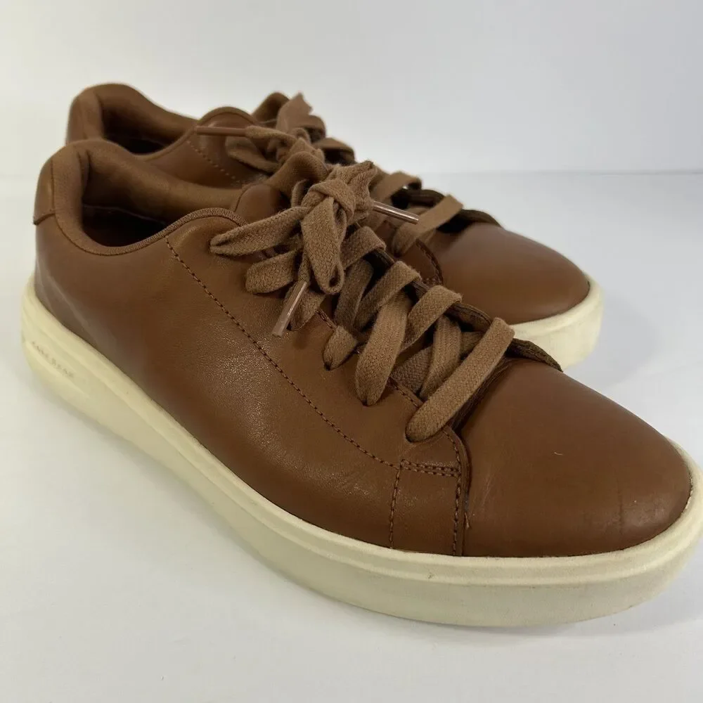 Cole Haan Men's Grand+ Court Sneakers Brown Leather British Tan C39623 Size 7.5